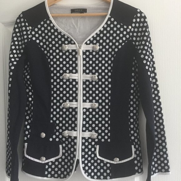 Orly Navy and White Soft Zip Up Jacket - Picture 1 of 3